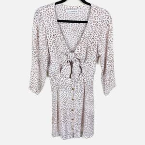 Faithfull the Brand Trinidad Tie-Front Cutout Mini Dress Ivory Floral Size 2